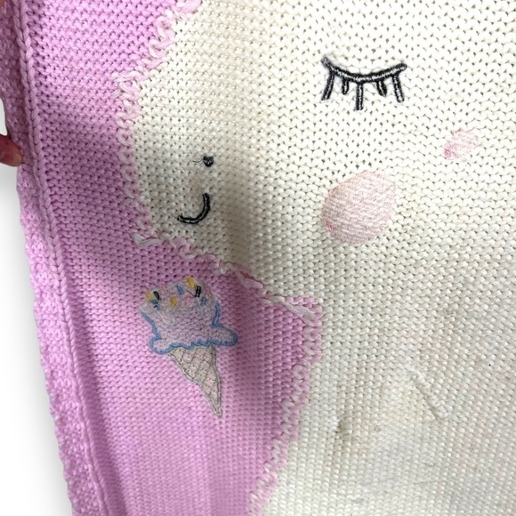Handmade Unicorn 3D Knit Daycare School Naptime Blanket, Pink, Size 48x25 inches - Picture 9 of 10